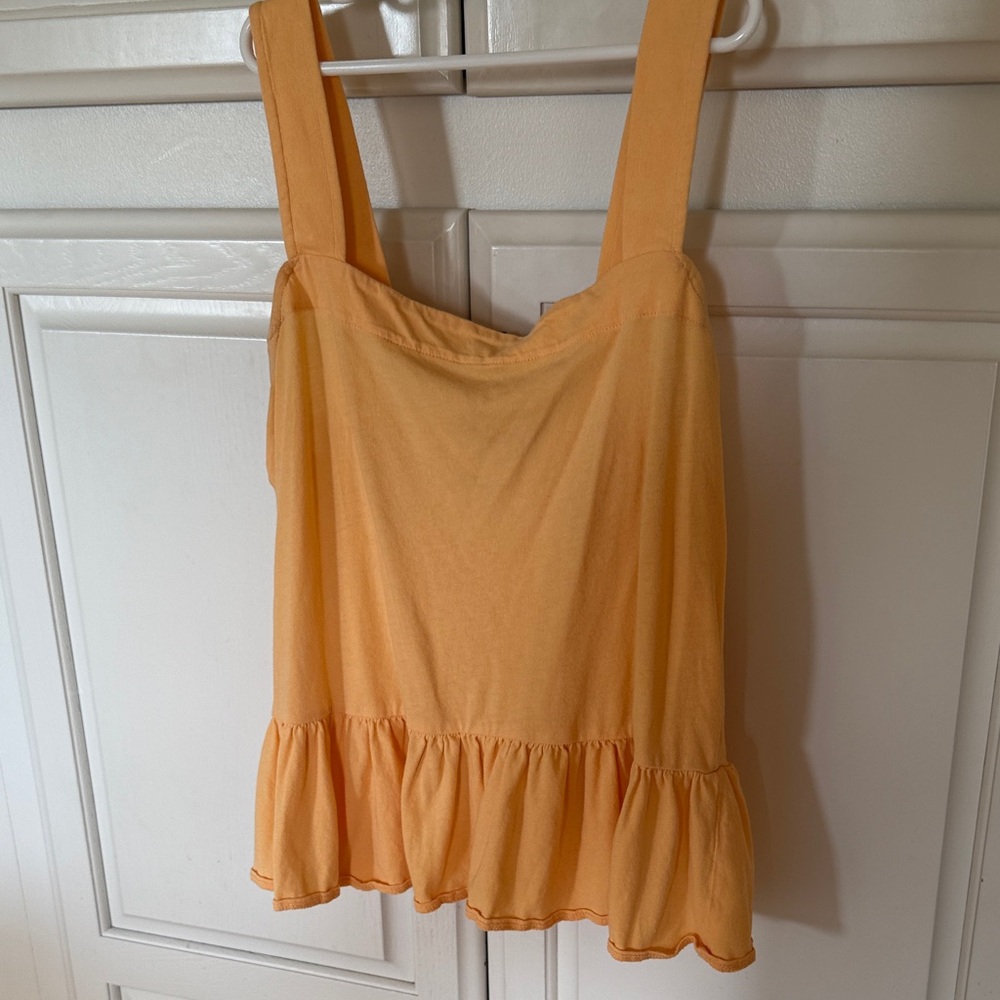 LOFT Apricot Ruffle Hem Tank Top